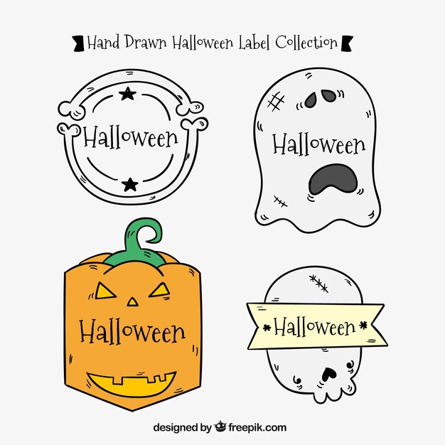 Beautiful hand-drawn halloween stickers 