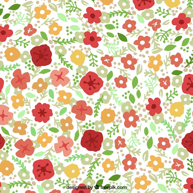Free vector beautiful hand-drawn pattern of colorful flowers