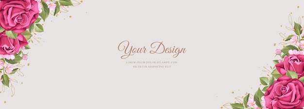Free vector beautiful hand drawn red roses invitation card template