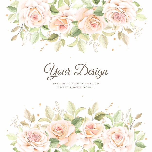 beautiful hand drawn roses floral background and frame design