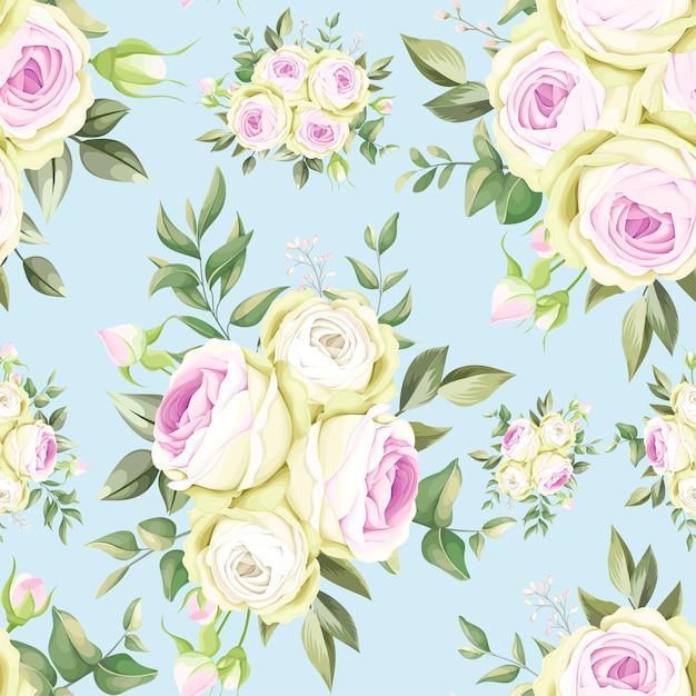 Beautiful hand drawn roses seamless pattern