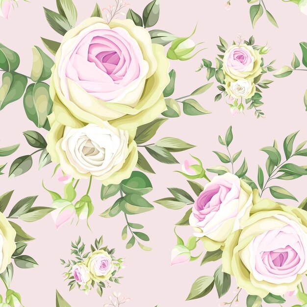 Beautiful hand drawn roses seamless pattern