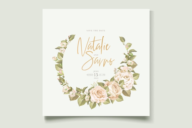 Beautiful hand drawn roses wedding invitation card set