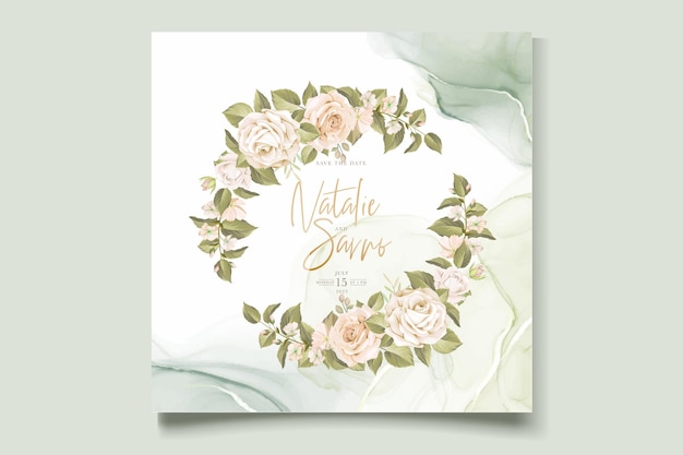 Beautiful hand drawn roses wedding invitation card set