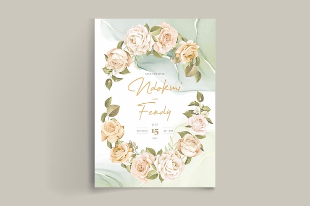 Beautiful hand drawn roses wedding invitation card set