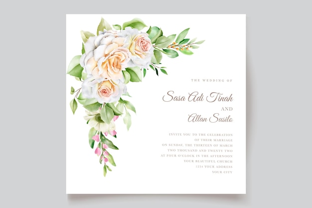美しい​手描き​の​バラ​の​結婚式​の​招待​カード​セット