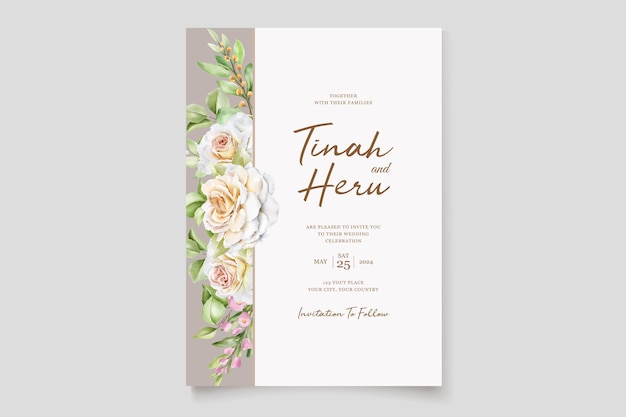 Красивые рисованной розы свадебные приглашения набор карт