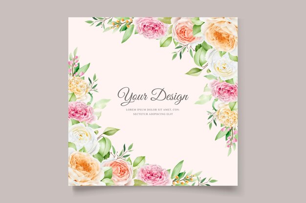 beautiful hand drawn roses wedding invitation card set