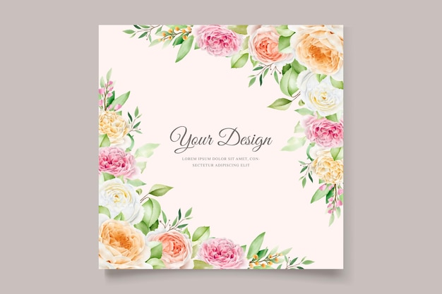 beautiful hand drawn roses wedding invitation card set