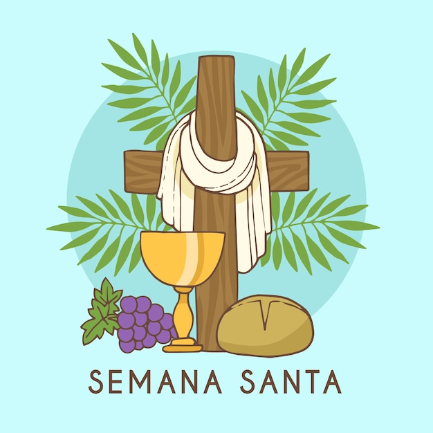 Vettore gratuito bella disegnata a mano semana santa