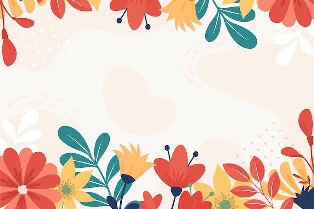 Beautiful hand drawn spring background with flowers