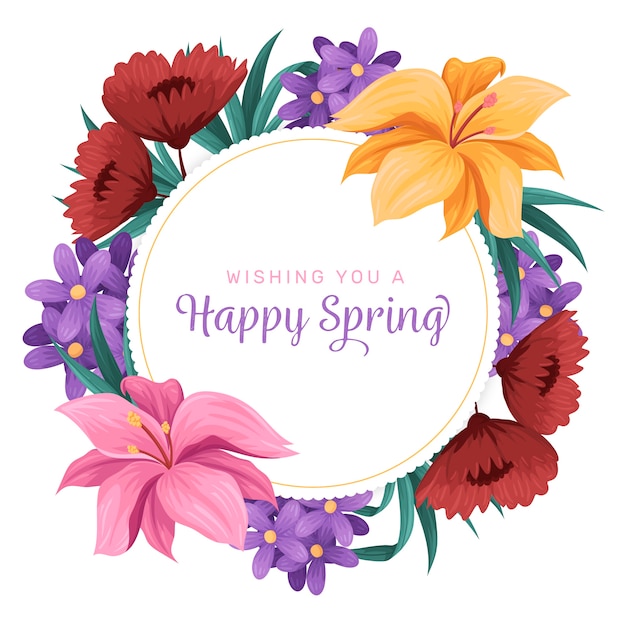 Free vector beautiful hand drawn spring floral frame