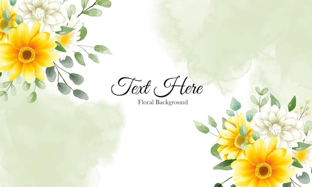 Free vector beautiful hand drawn watercolor flowers background with sample text template