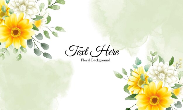 Beautiful hand drawn watercolor flowers background with sample text template