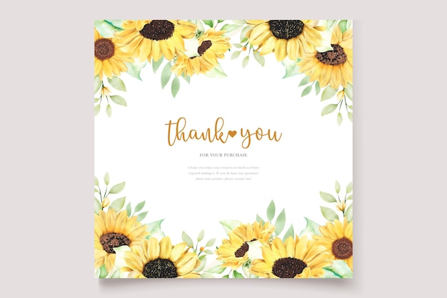 Free vector beautiful hand drawn watercolor sunflower invitation card set