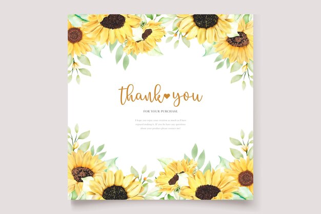 beautiful hand drawn watercolor sunflower invitation card set