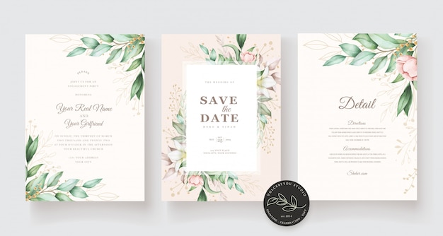 beautiful hand drawn wedding card template