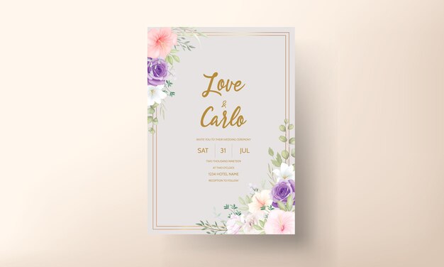 Beautiful hand drawn wedding invitation card design set
