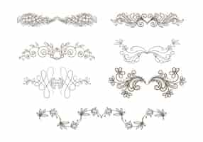 Free vector beautiful hand drawn wedding ornament floral set