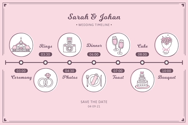 Hand drawn wedding timeline – Free vector download