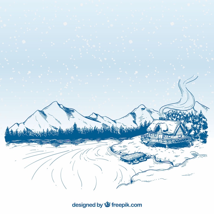 Free Vector beautiful hand drawn winter landscape