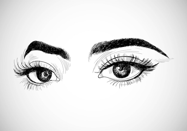無料ベクター 美しい手描きの女性の目のスケッチデザイン