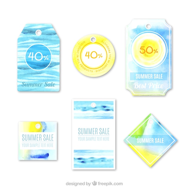 Free vector beautiful hand painted labels