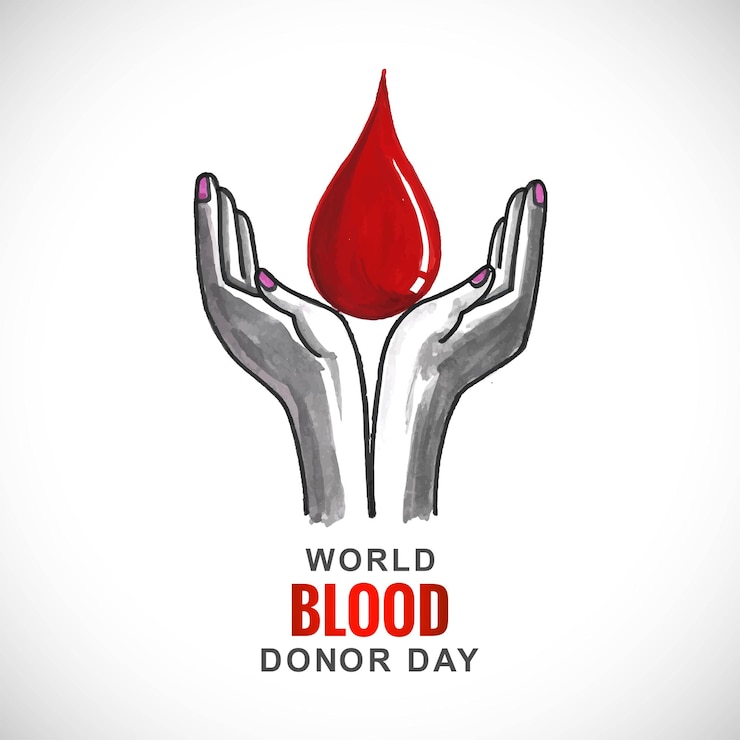 Free Vector beautiful hands saving blood drop card design