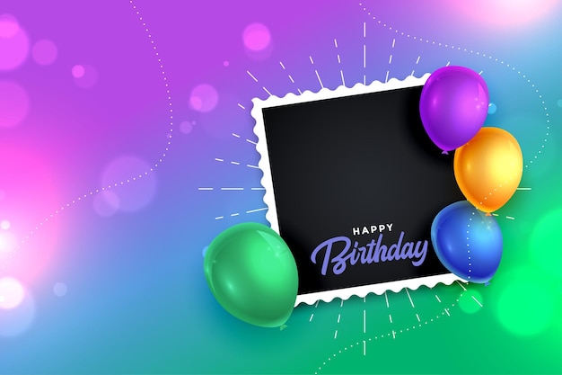 Free vector beautiful happy birthday holiday festive poster with empty picture fame