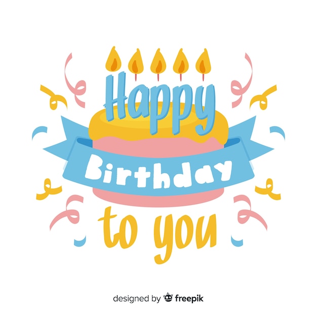 Free vector beautiful happy birthday lettering