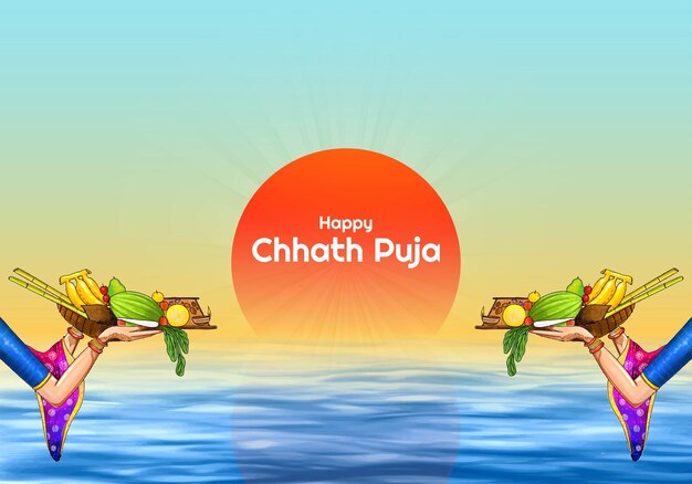 beautiful happy chhath puja festival card background