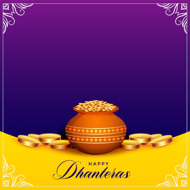 Beautiful happy dhanteras festival card with text space