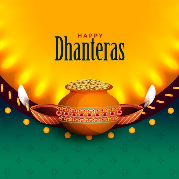 Beautiful happy dhanteras with light effect