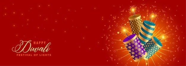Beautiful happy diwali crackers celebration banner