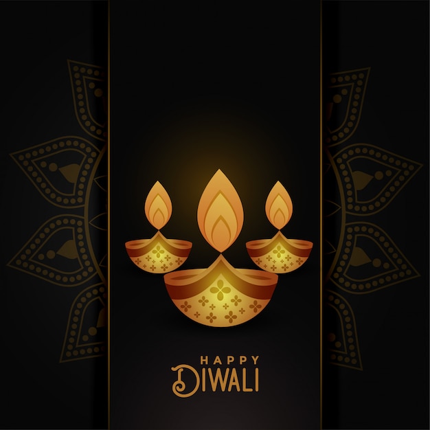 Beautiful happy diwali dark greeting background