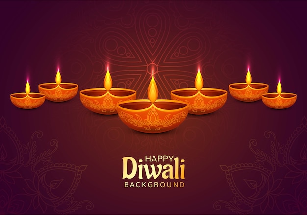 Bello fondo decorativo felice della carta della lampada a olio di diwali