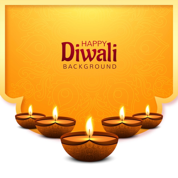 Beautiful happy diwali decorative oil lamp card background