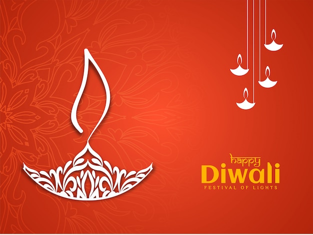 Красивый Happy Diwali декоративный красный цвет