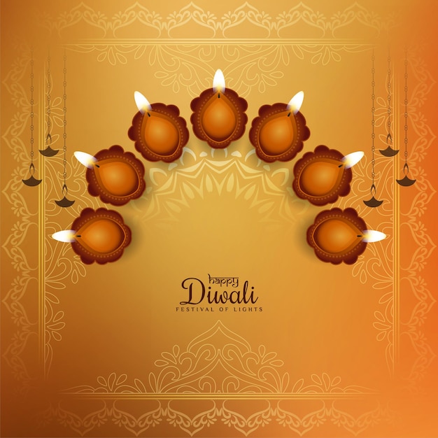 Beautiful happy diwali festival greeting background design