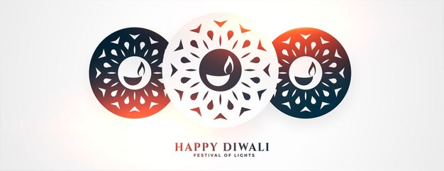 Beautiful happy diwali festival white banner