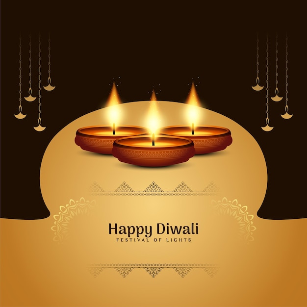 Красивый фон индуистского фестиваля happy diwali с лампами