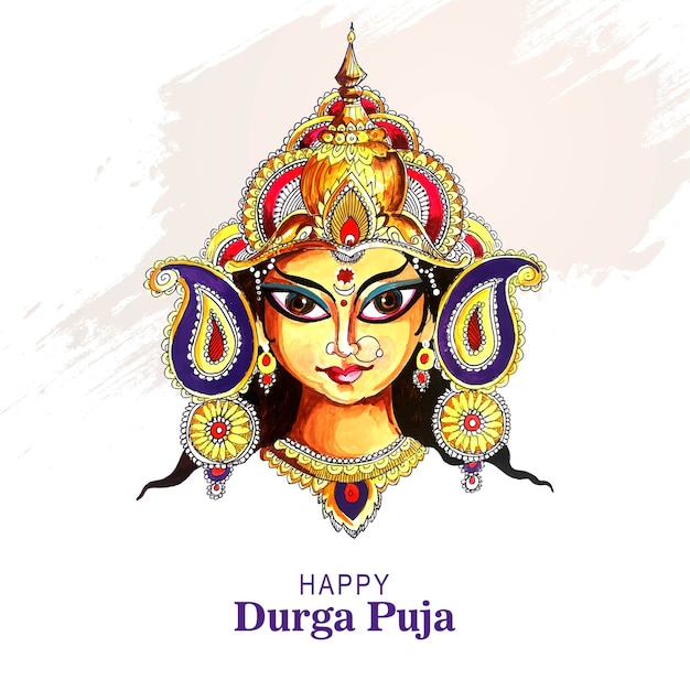 Beautiful happy durga pooja indian festival card