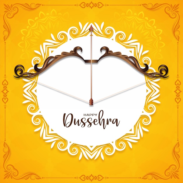 Beautiful happy dussehra hindu festival decorative background design