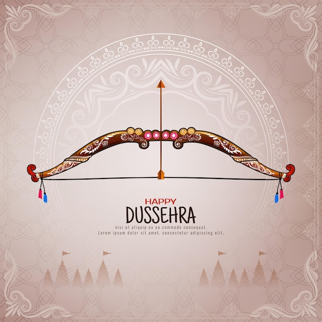 무료 벡터 아름다운 happy dussehra 힌두교 축제 인사말 카드 디자인 벡터