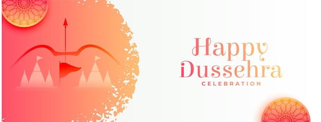 Free vector beautiful happy dussehra traditional banner design