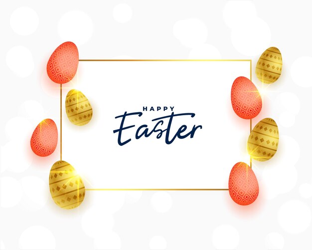 Beautiful happy easter invitation greeting with eggs decoration