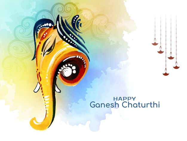 美しい幸せなガネーシャ Chaturthi 祭お祝いカード