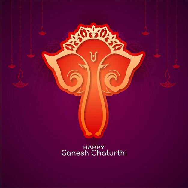 아름다운 행복한 Ganesh Chaturthi 축제 축하 인사말 카드