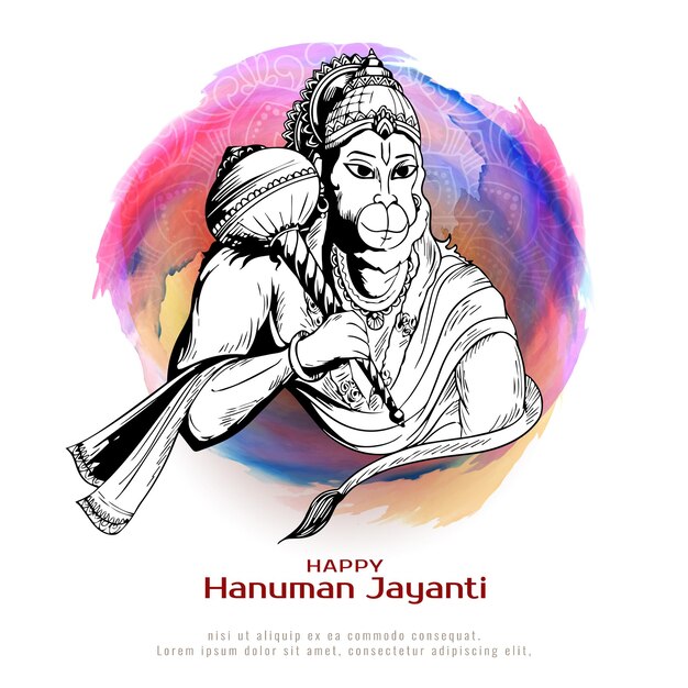 Free vector beautiful happy hanuman jayanti hindu religious festival greeting card