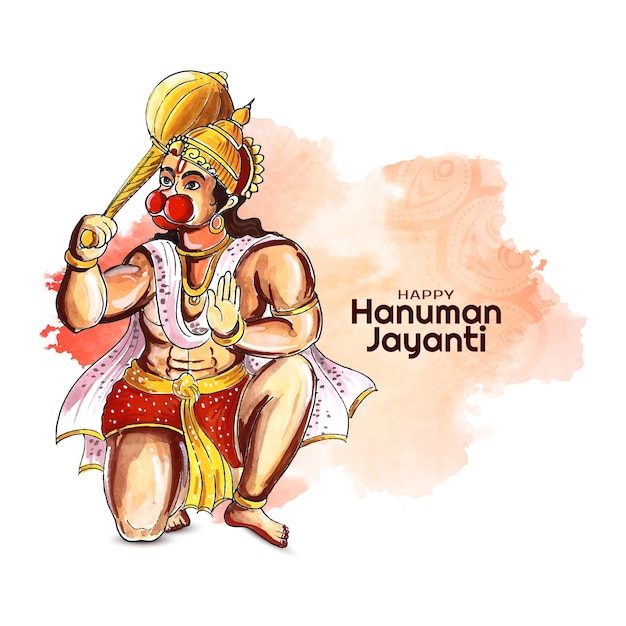 Vettore gratuito bella carta festival mitologico indiano happy hanuman jayanti